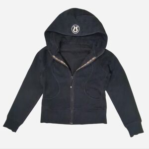 Lululemon black zip up hoodie jacket with embroidered logo Tag Size 6